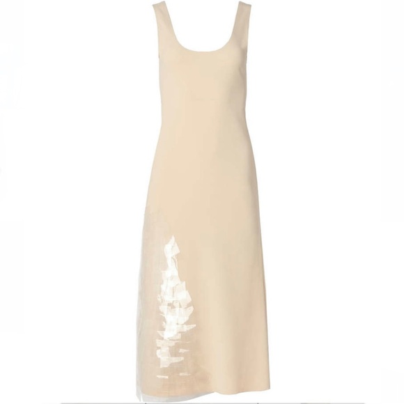 NEW A.W.A.K.E. MODE BEIGE FITTED TANK MIDI DRESS - Picture 7 of 8
